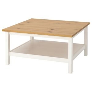 Coffee table white stainlight brown 90x90 cm